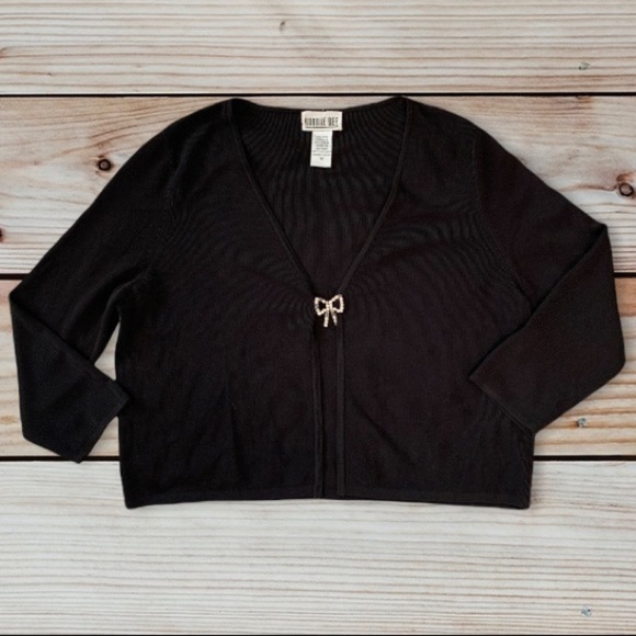 Robbie Bee Women’s Black Cardigan Sweater Size 14 - Picture 4 of 15